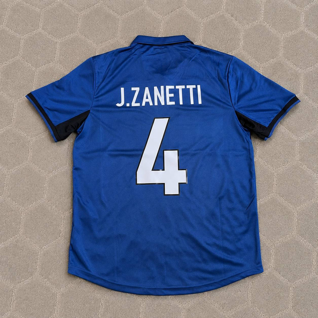 Javier Zanetti #4 Inter Milan 1998-1999 Home Retro Football Jersey