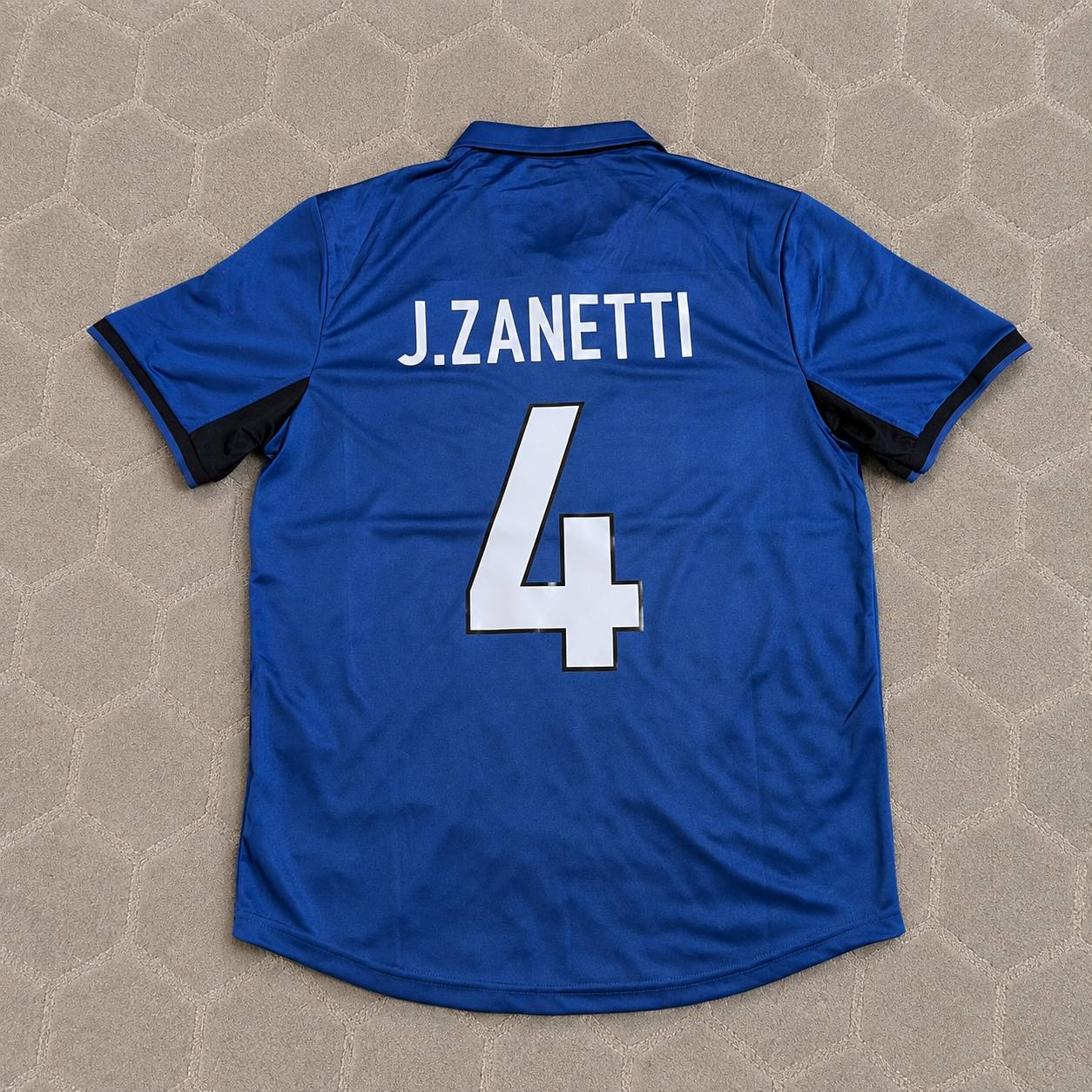 Javier Zanetti #4 Inter Milan 1998-1999 Home Retro Football Jersey