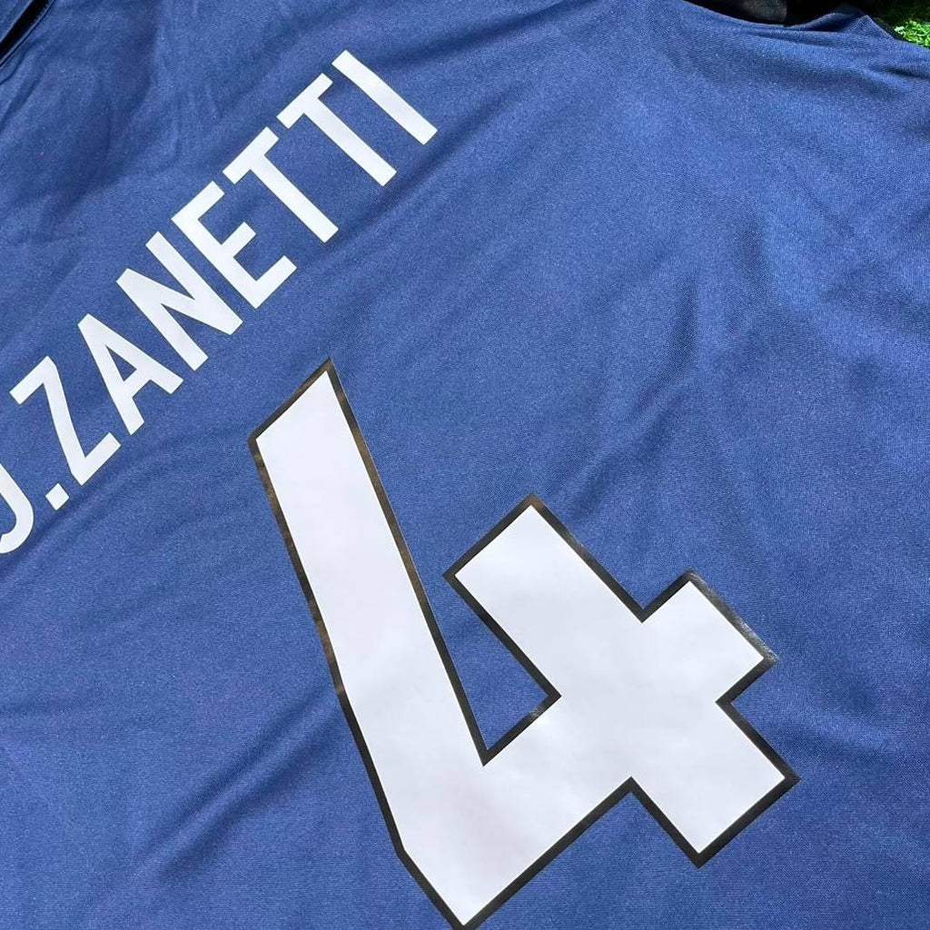 Javier Zanetti #4 Inter Milan 1998-1999 Home Retro Football Jersey