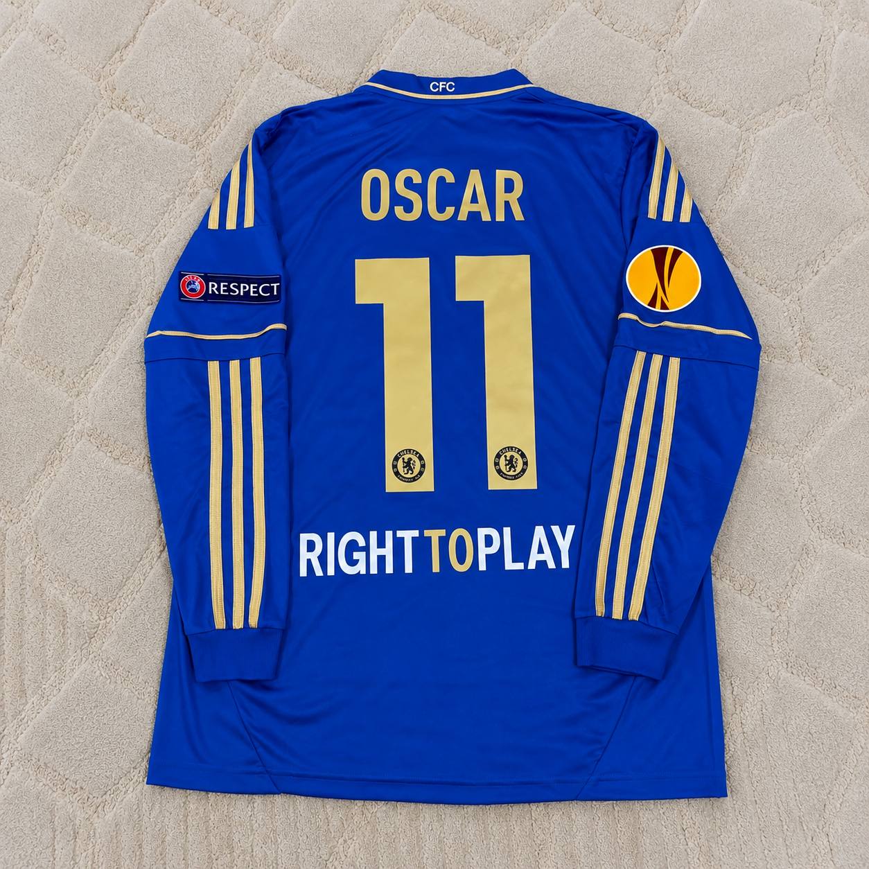 Oscar 11-Chelsea 2013 Europe League Final Amsterdam Blue Retro Football Jersey Soccer Shirt