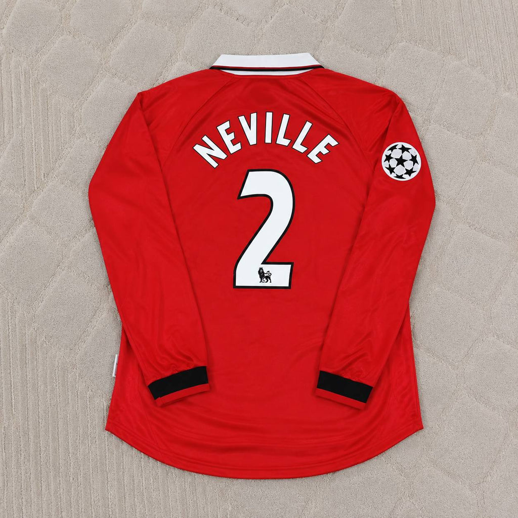 Gary Neville Manchester United 1999 Champions League Final Retro Football Jersey Kit