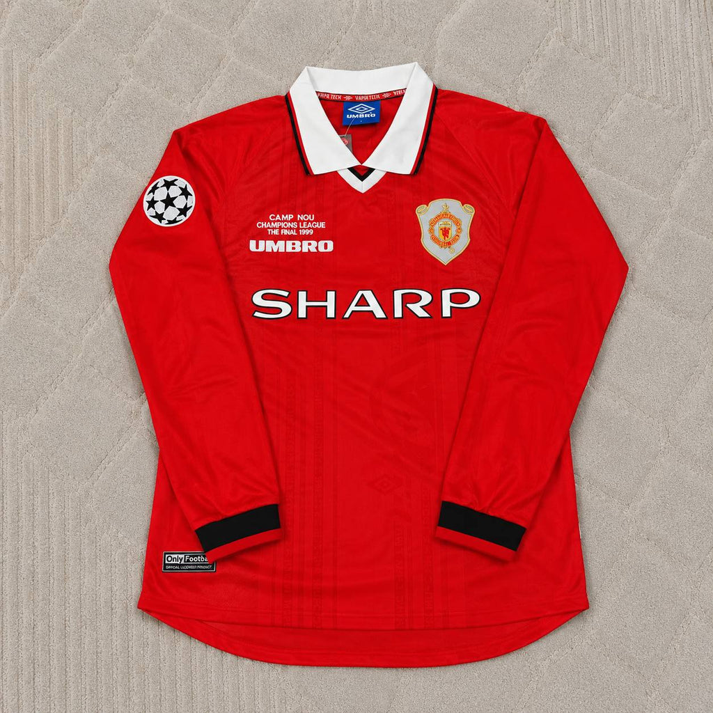 Gary Neville Manchester United 1999 Champions League Final Retro Football Jersey Kit