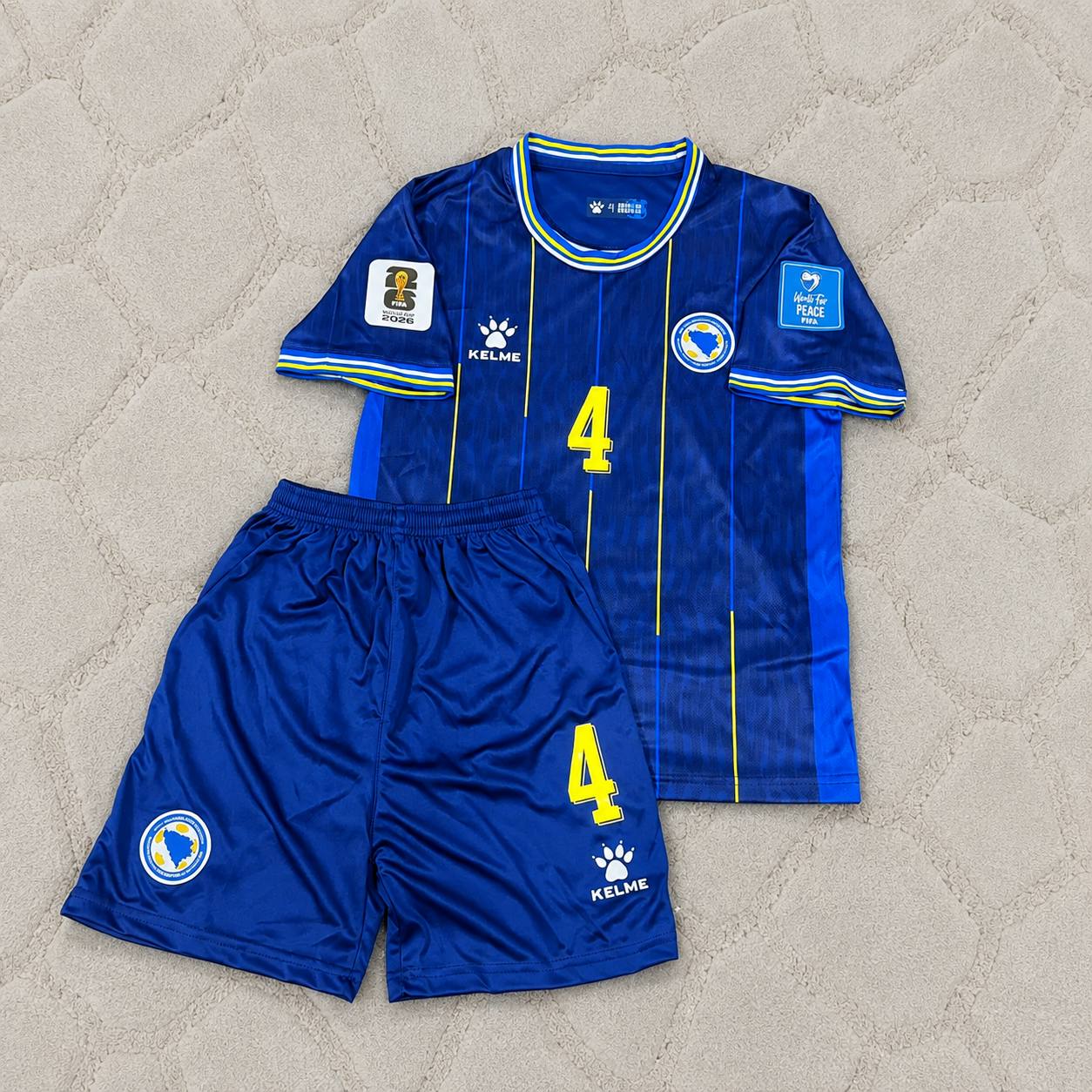 Tarik Muharemovic Bosnia and Herzegovina 2026 World Cup Kids Blue Football Jersey