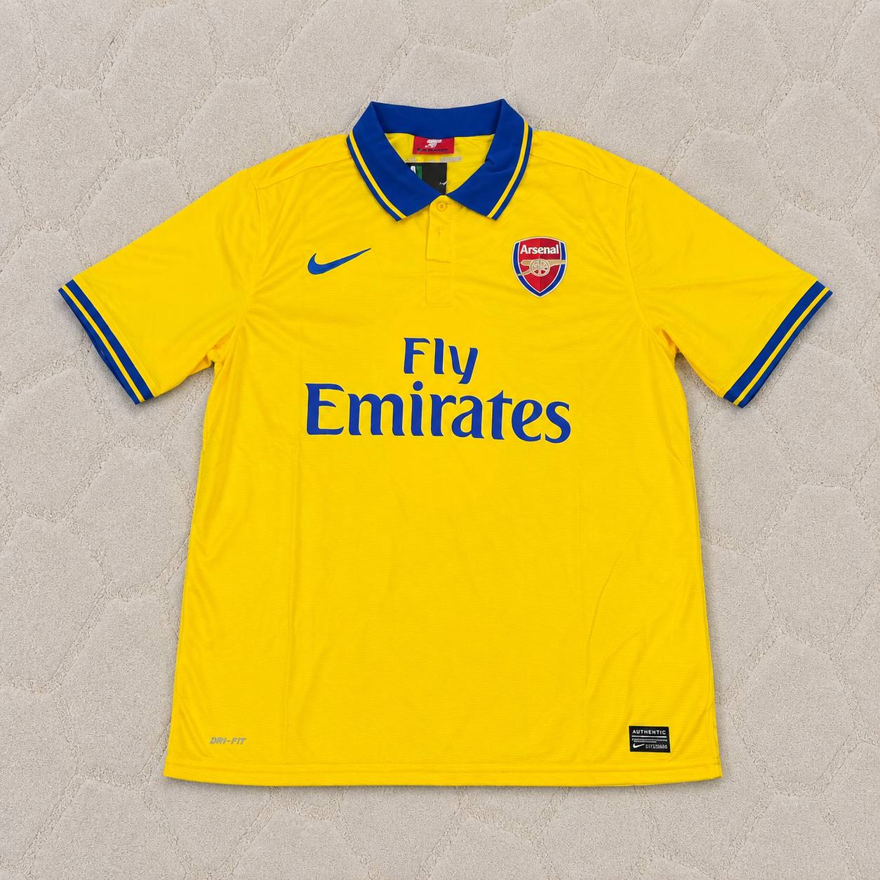 Mikel Arteta – Arsenal 2013/2014 Yellow Retro Kit Jersey Trikot Maillot Soccer Shirt