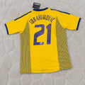 Zlatan Ibrahimovic Sweden 2002 World Cup Home Yellow Retro Football Jersey Kit
