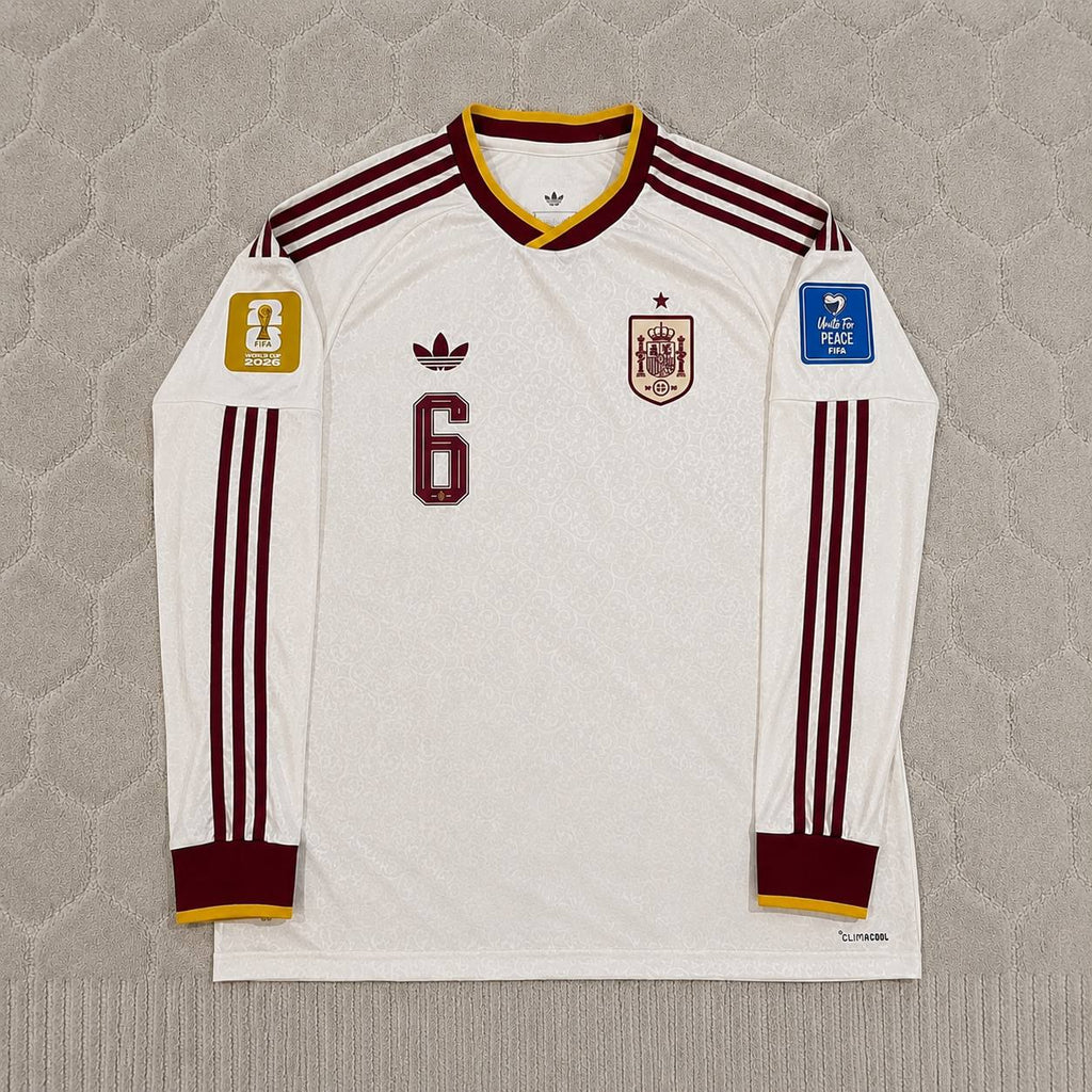 Mikel Merino #6 Spain 2026 World Cup Away Long Sleeve Jersey Trikot Maillot
