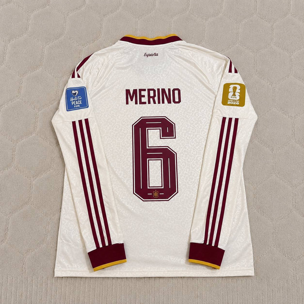 Mikel Merino #6 Spain 2026 World Cup Away Long Sleeve Jersey Trikot Maillot