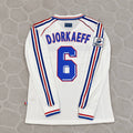 Youri Djorkaeff #6 France 1998 World Cup White Away Long Sleeve Retro Jersey