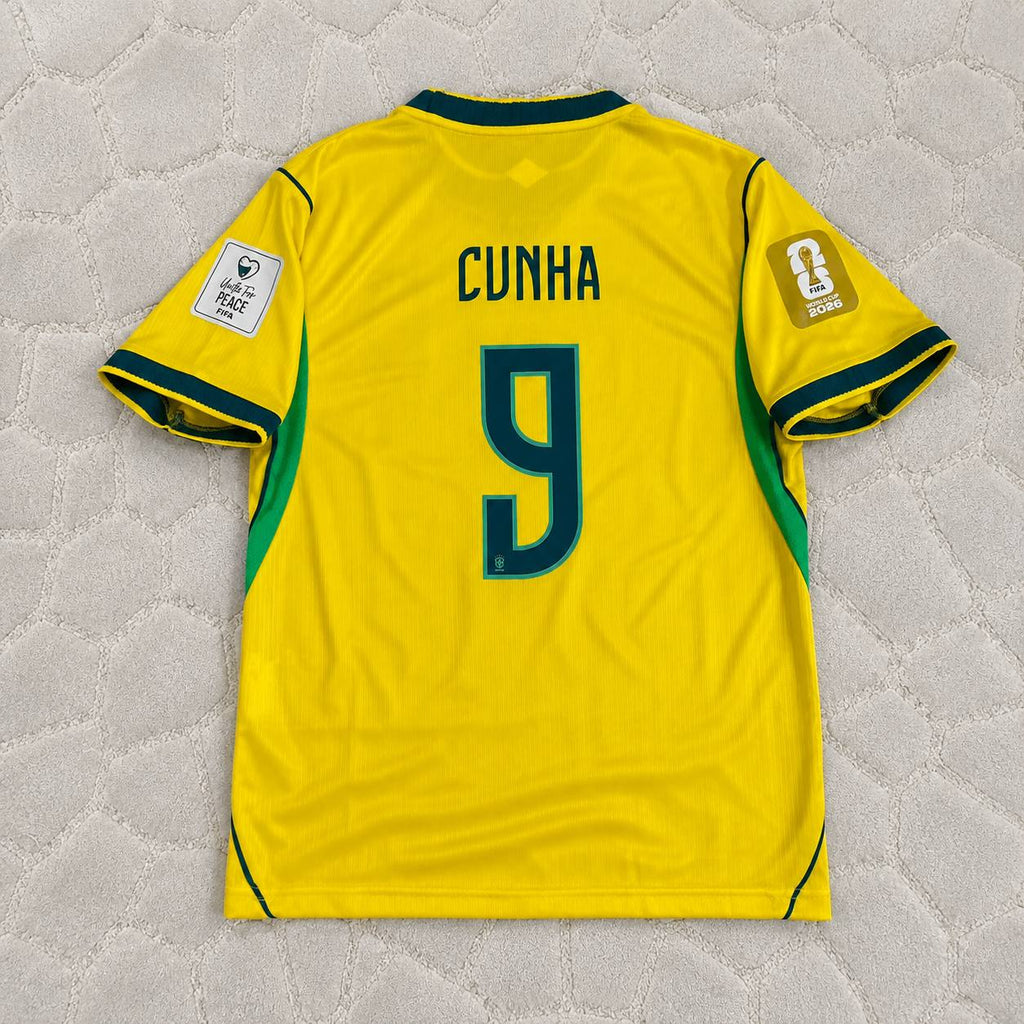 Matheus Cunha #9 Brazil 2026 World Cup Yellow Home Football Jersey
