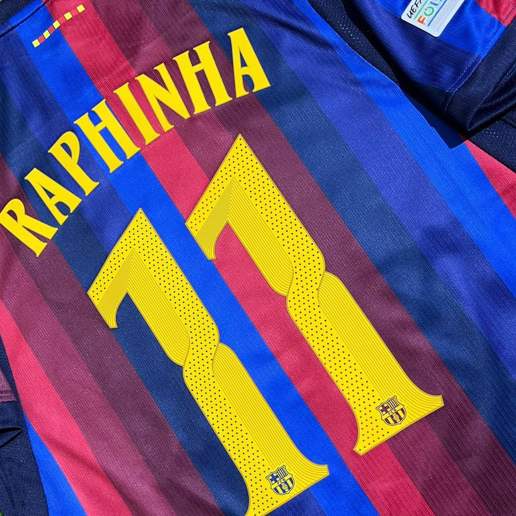 Raphinha #11 Barcelona 2027 New Season Champions League Patch Home Jersey Soccer Shirt Trikot Maillot