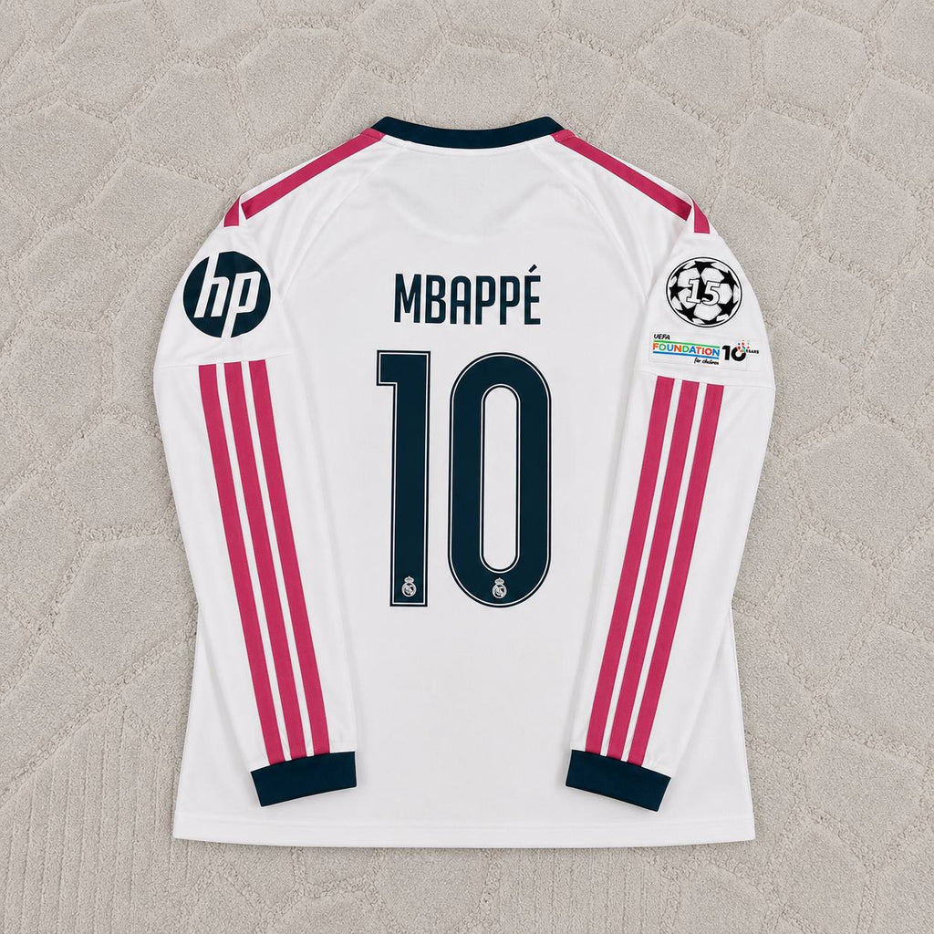 Kylian Mbappe White Long Sleeve Jersey Maillot Trikot Soccer Shirt