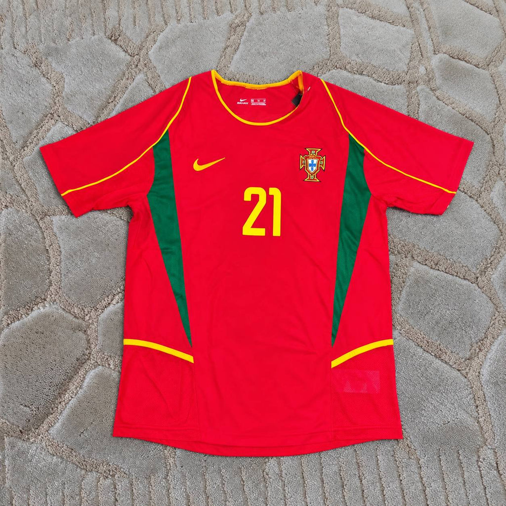 Nuno Gomes #21 Portugal 2002 Retro Home Red Football Jersey Trikot Maillot