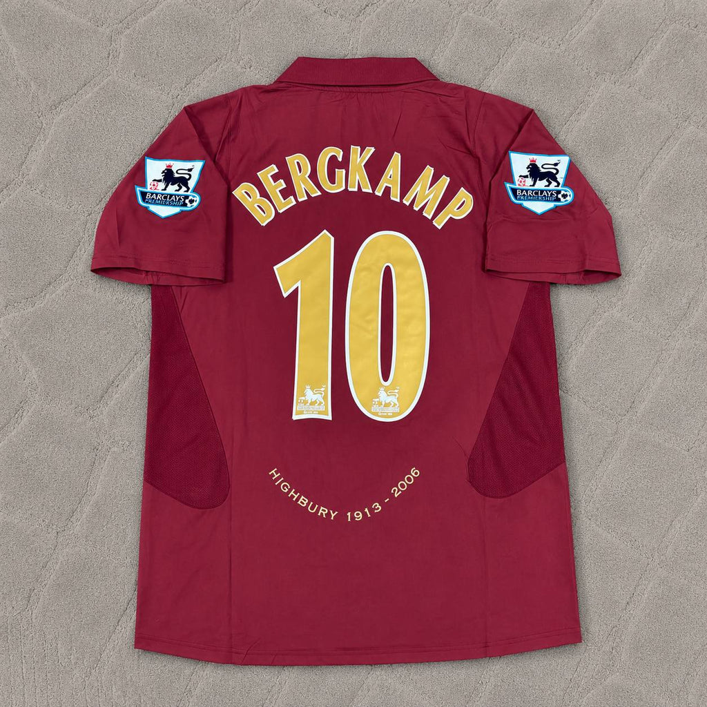 Dennis Bergkamp Arsenal 2006 Highbury Burguny Premier League Patch Retro Football Jersey