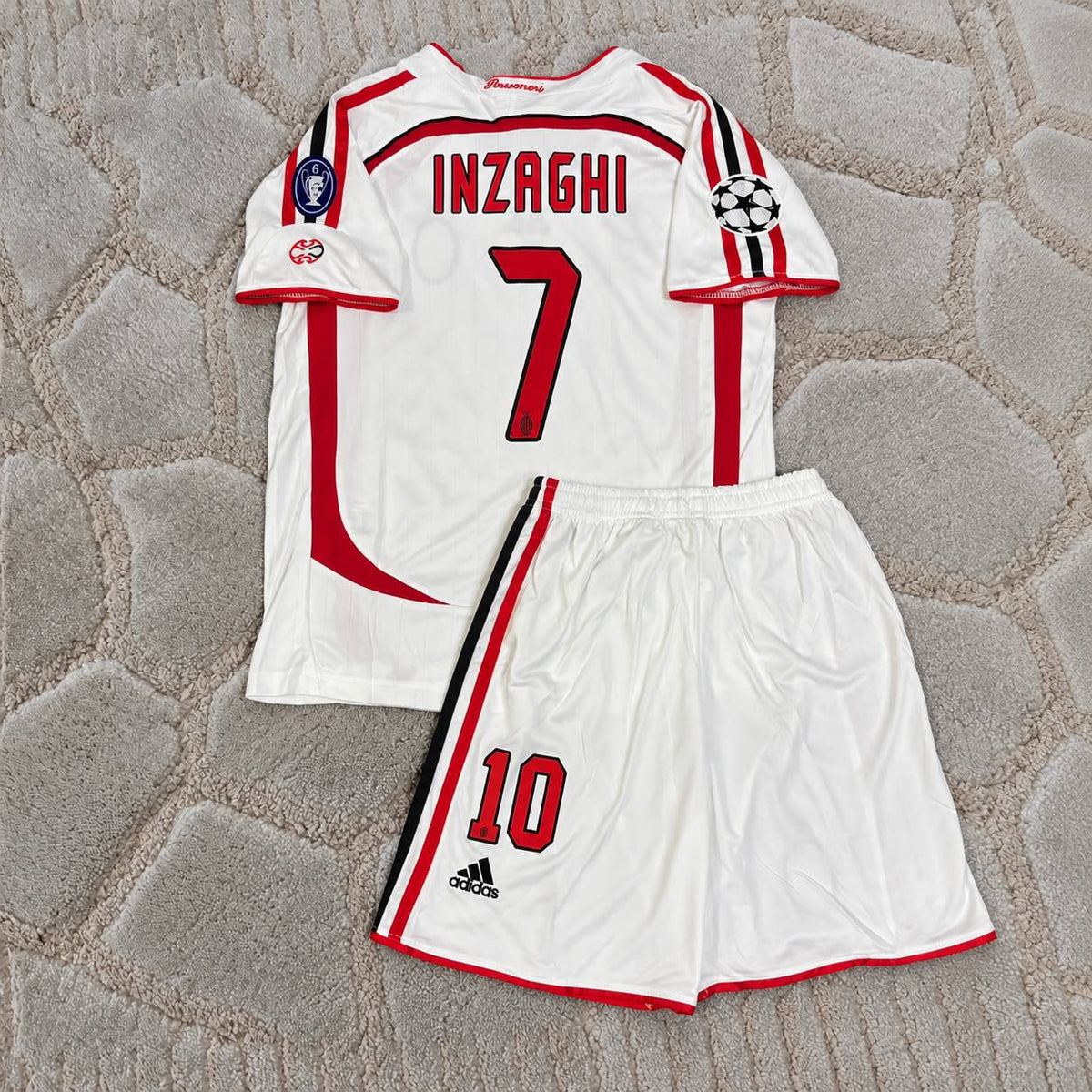 Filippo Inzaghi Milan Kids 2007 Final White Retro  Football Jersey Soccer Shirt Trikot Maillot