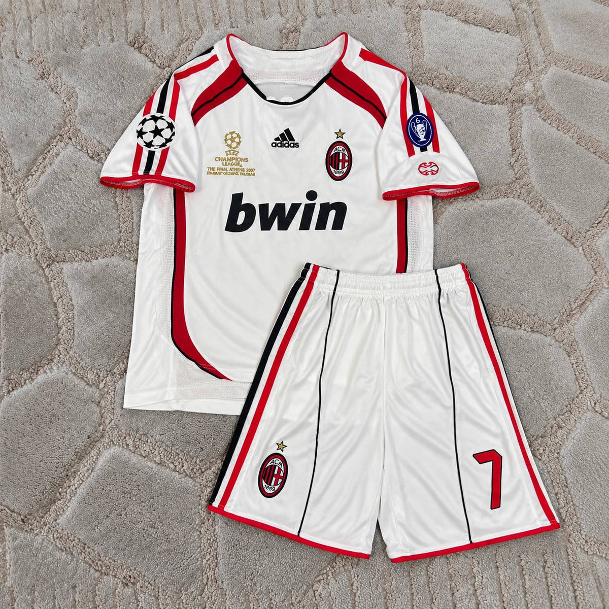 Filippo Inzaghi Milan Kids 2007 Final White Retro  Football Jersey Soccer Shirt Trikot Maillot