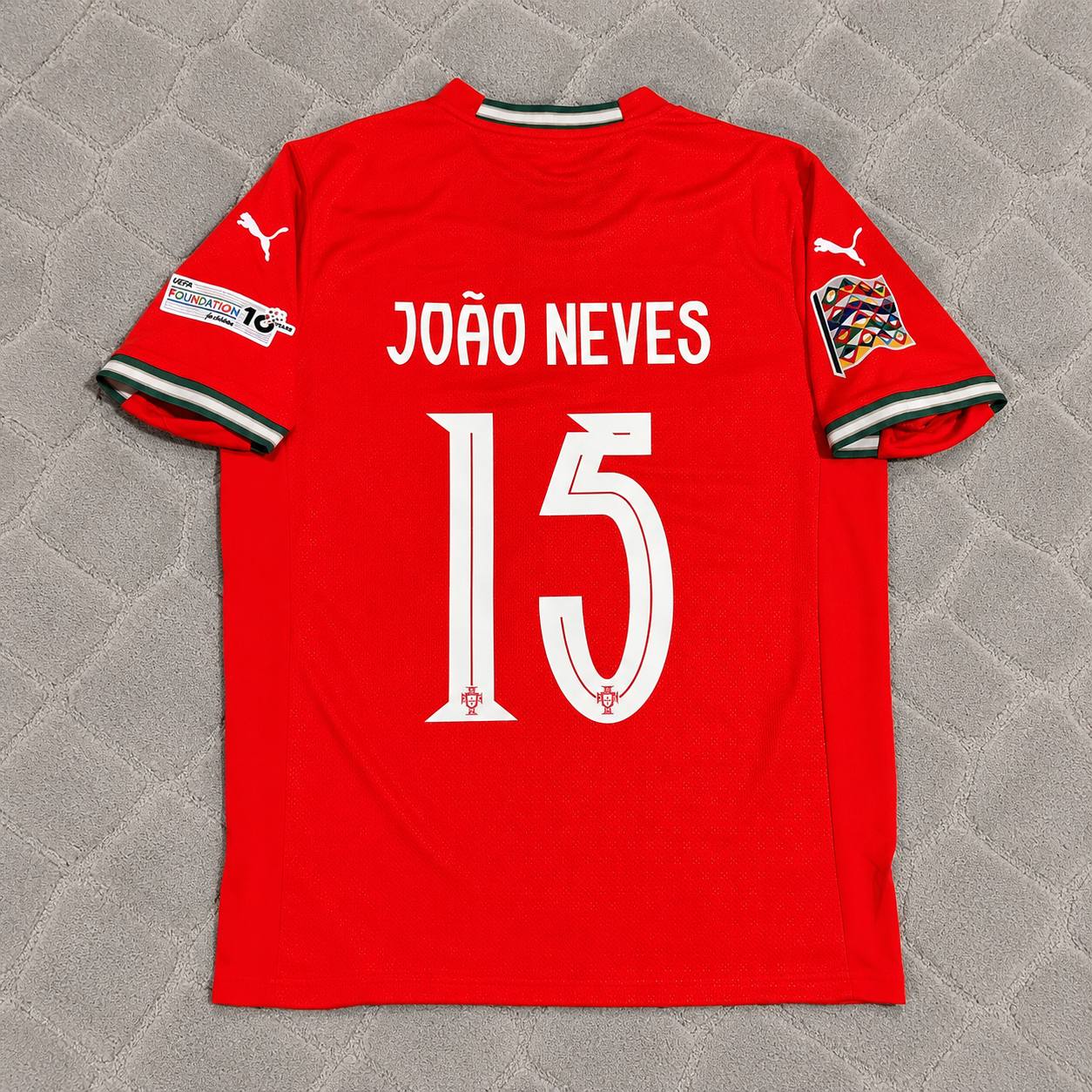 João Neves Portugal UEFA Nations League Winner Red Jersey Trikot Maillot Soccer Shirt