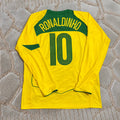 Ronaldinho Brazil 2004–2006 Home Yellow Long Sleeve Retro Football Jersey Trikot Maillot