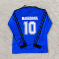 Diego Armando Maradona Argentina 1994 Season Away Blue Long Sleeve Retro Jersey Trikot Soccer Shirt
