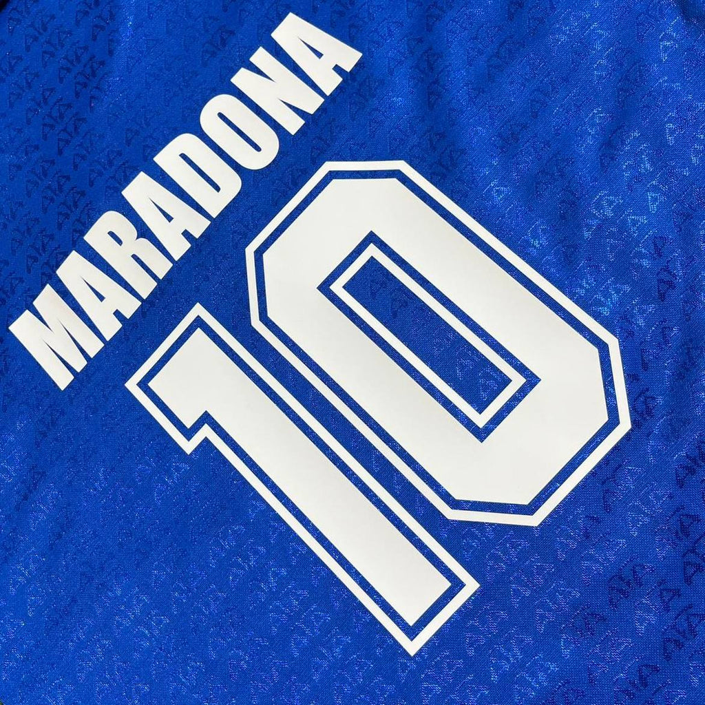 Diego Armando Maradona Argentina 1994 Season Away Blue Long Sleeve Retro Jersey Trikot Soccer Shirt