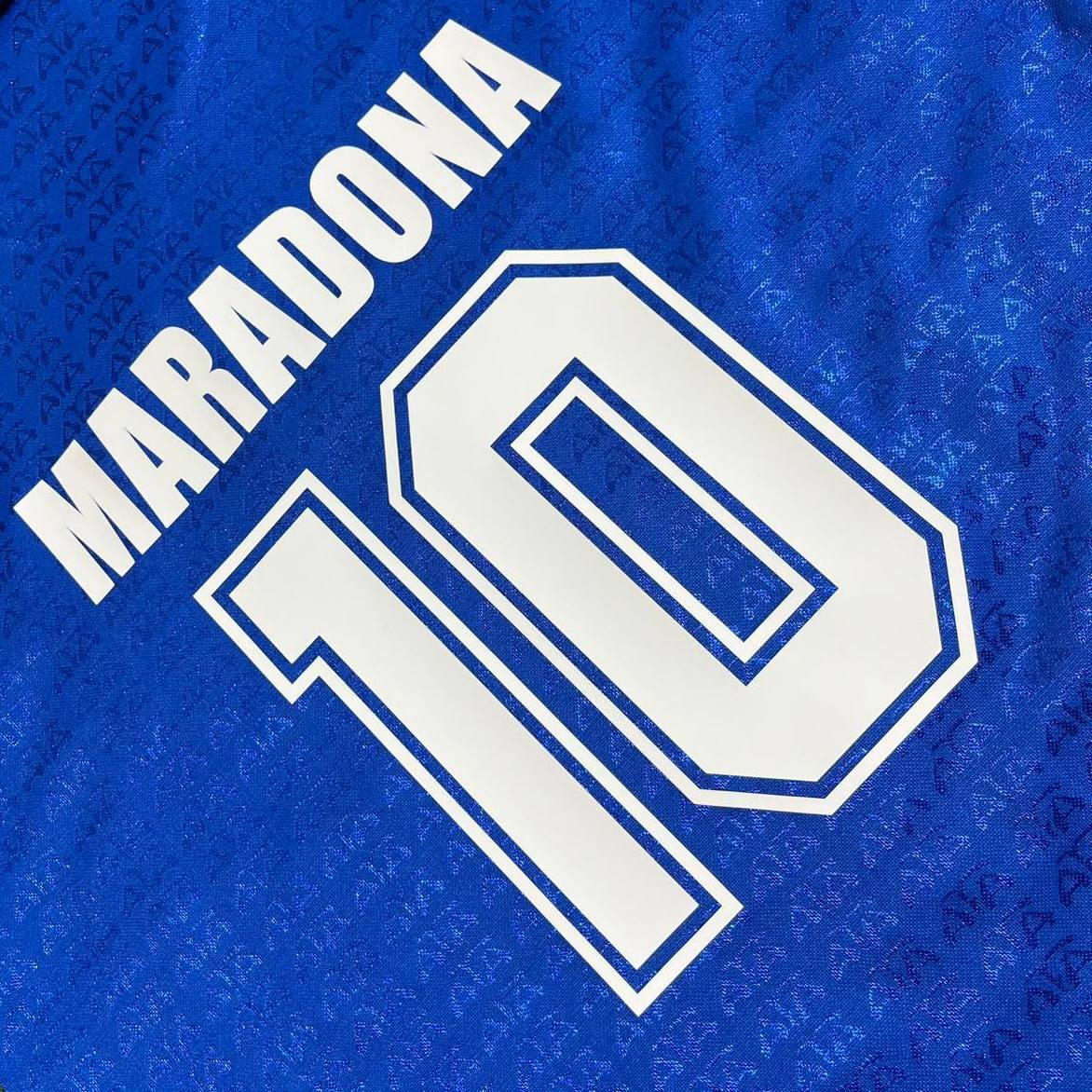 Diego Armando Maradona Argentina 1994 Season Away Blue Long Sleeve Retro Jersey Trikot Soccer Shirt