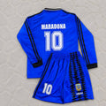 Diego Maradona Argentina 1994 World Cup Long Sleeve Blue Kids Retro Football Jersey Kit