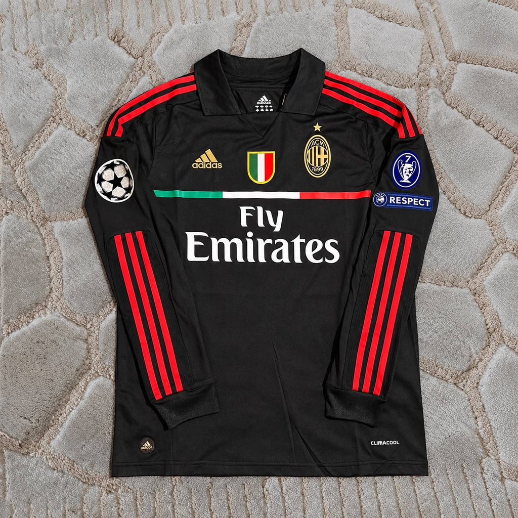 Thiago Silva Ac Milan 2011/12 Red Black Retro Football Jersey Soccer Shirt Trikot Maillot