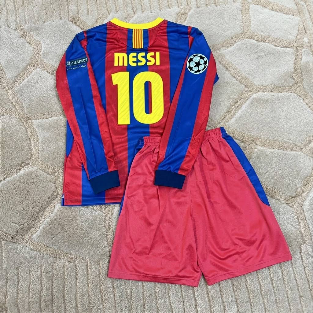 Lionel Messi Barcelona 2010/2011 Long Sleeve Kids Kit Kindertrikot Maillot Enfant Kindertrui Soccer Shirt