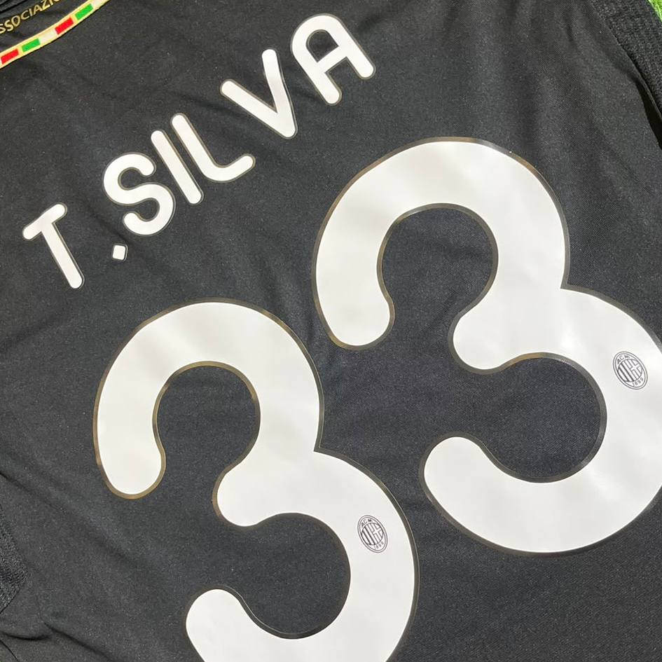 Thiago Silva Ac Milan 2011/12 Red Black Retro Football Jersey Soccer Shirt Trikot Maillot
