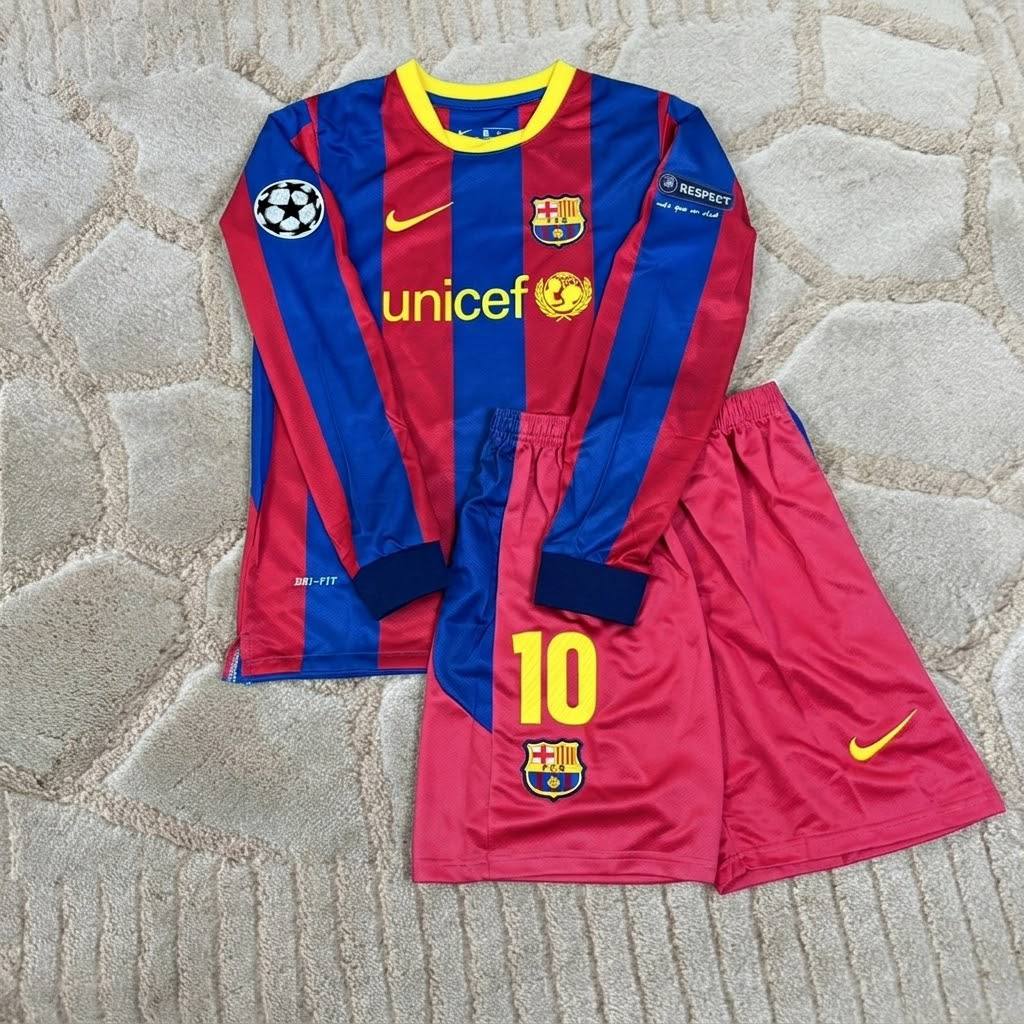 Lionel Messi Barcelona 2010/2011 Long Sleeve Kids Kit Kindertrikot Maillot Enfant Kindertrui Soccer Shirt