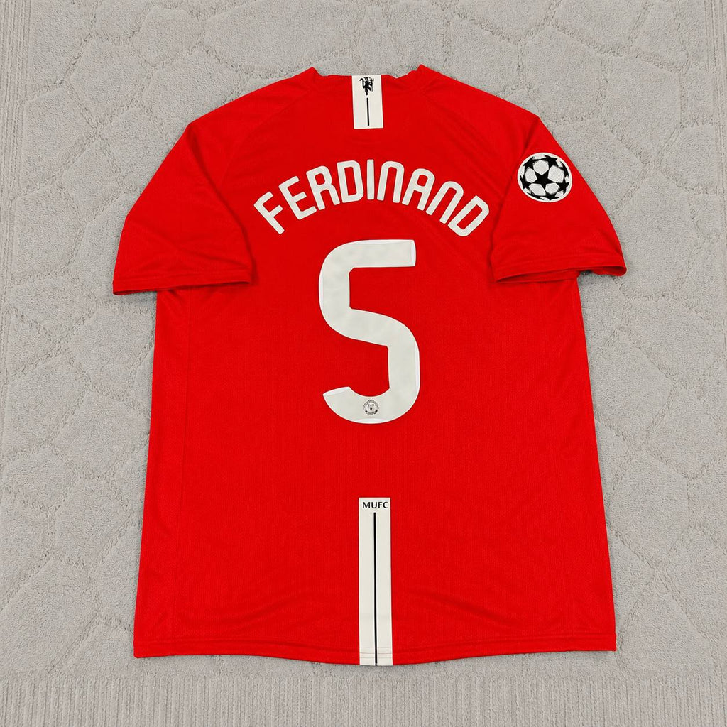 Rio Ferdinand Manchester United Champions League Final Moscow 2008 Retro Red Football Shirt
