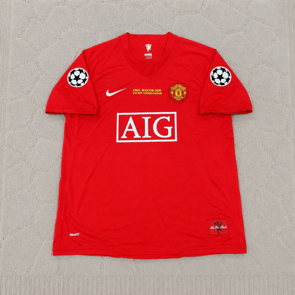 Rio Ferdinand Manchester United Champions League Final Moscow 2008 Retro Red Football Shirt