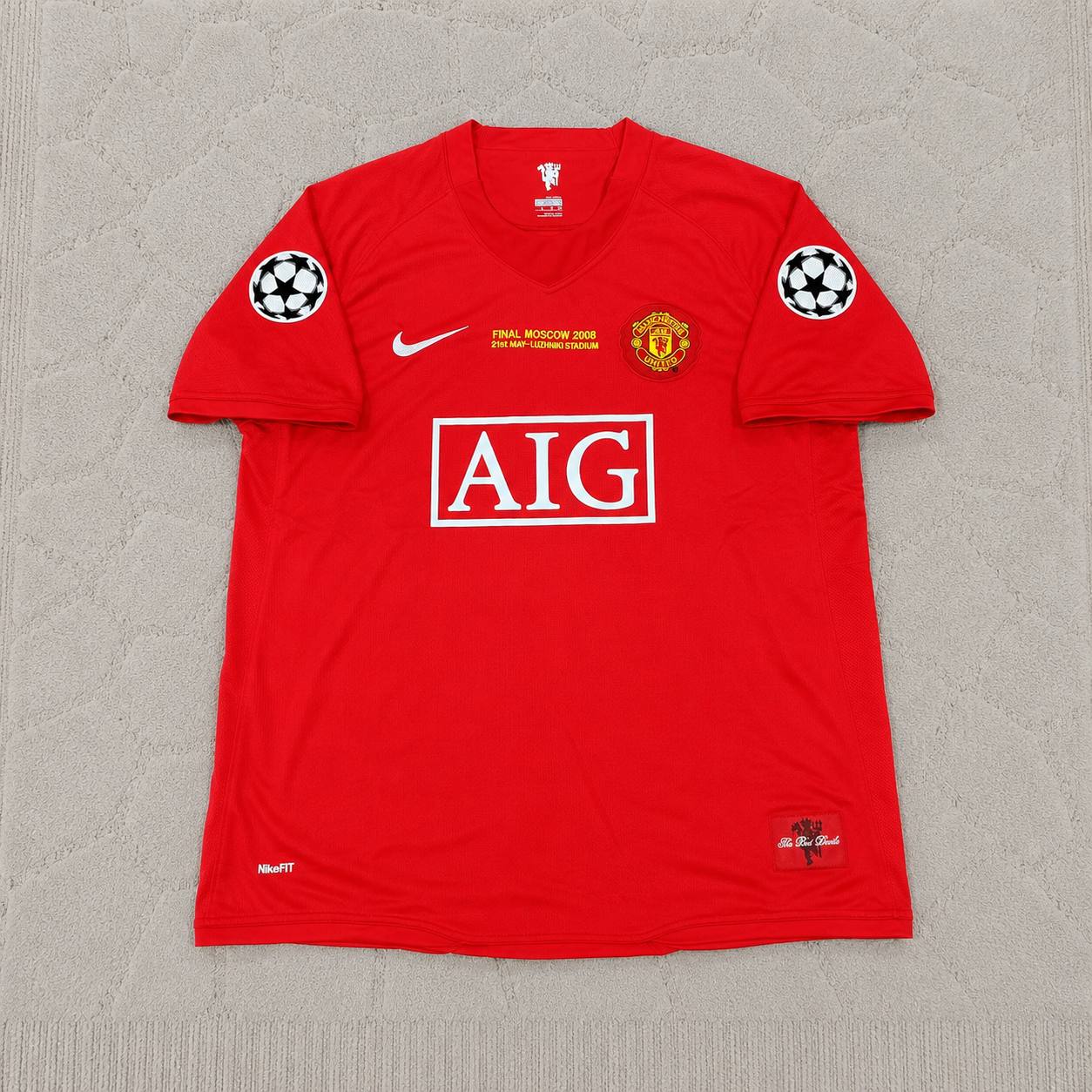 Rio Ferdinand Manchester United Champions League Final Moscow 2008 Retro Red Football Shirt