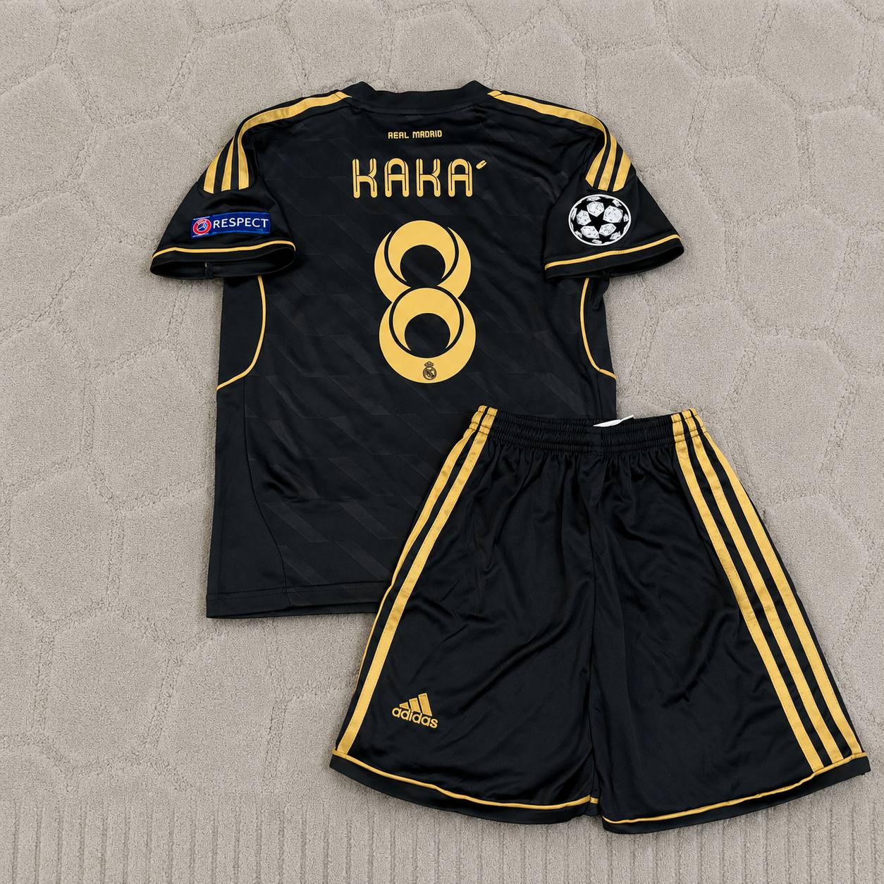 Kaka Leite Real Madrid 2012 Season Black Kids Retro Football Jersey Kit