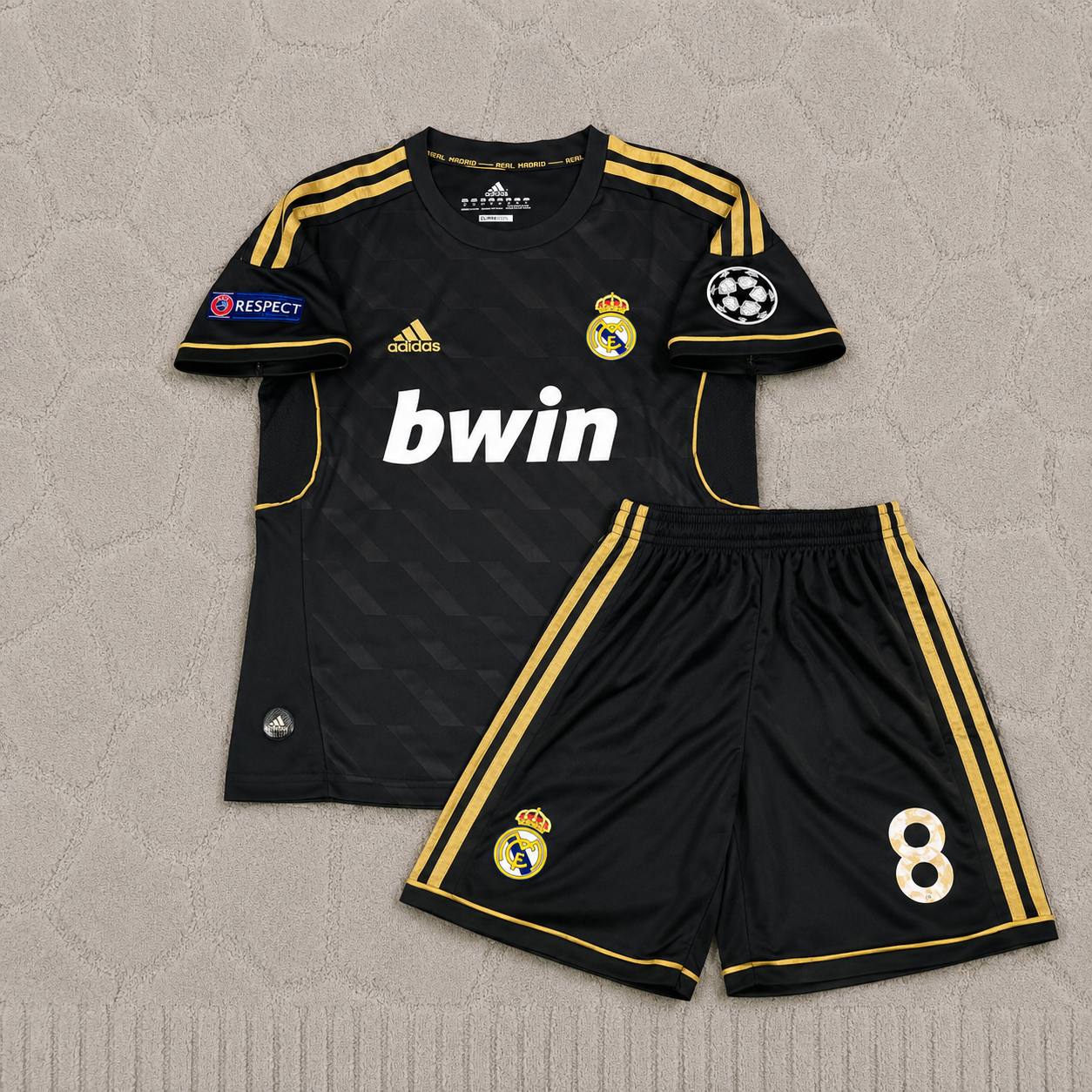 Kaka Leite Real Madrid 2012 Season Black Kids Retro Football Jersey Kit