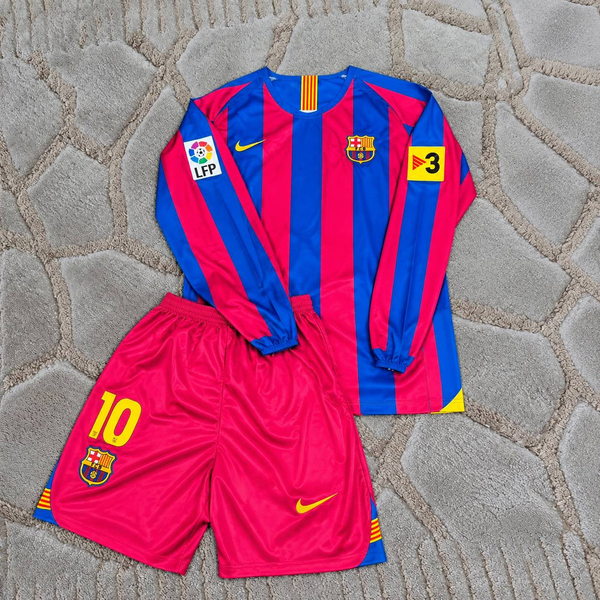 Ronaldinho Gaucho Barcelona 2006 Final Kids Special Retro Long Sleeve Football Jersey Soccer Trikot Maillot Magliaa