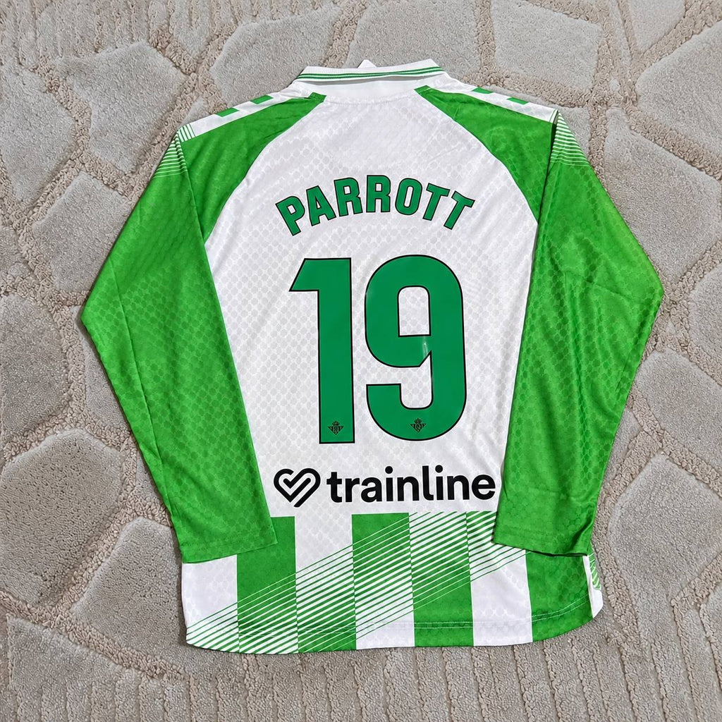 Troy Parrott Real Betis 2027 Home Green White Long Sleeve Football Jersey Soccer Trikot Maillot