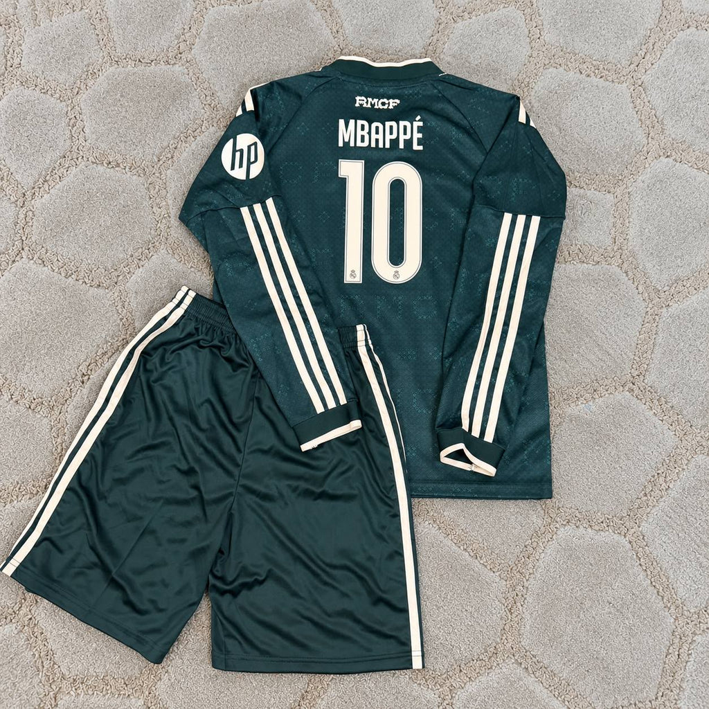 Kylian Mbappe Real Madrid New Season Kids Long Sleeve Football Jersey Soccer Trikot Maillot Magliaa