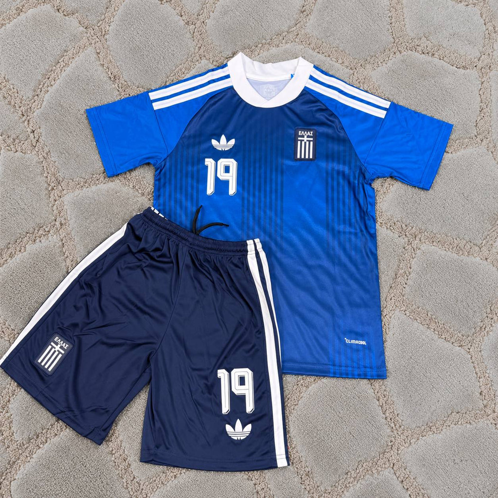 Konstantinos Karetsas Greece Kids 2026 Blue Football Jersey Trikot Maillot