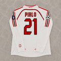 Andrea Pirlo #21 AC Milan 2007 Champions League Final Away White Long Sleeve Retro Jersey