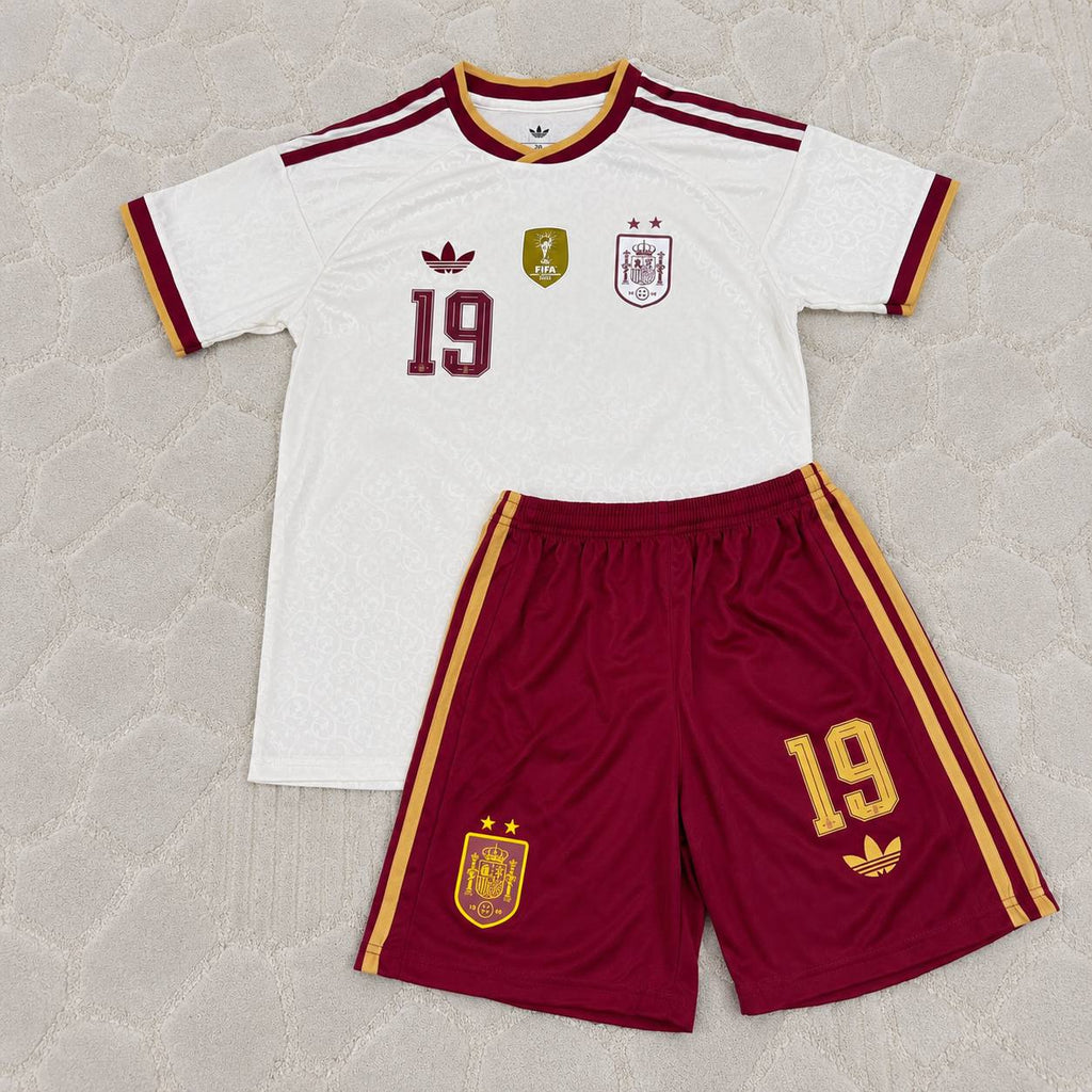Lamine Yamal #19 Spain Two Star 2026 World Cup Champions Kids Away Jersey Trikot Maillot