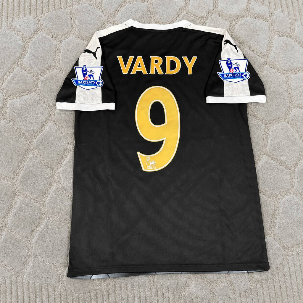 Jamie Vardy Leicester City 2015-2016 Away Black Retro Football Jersey