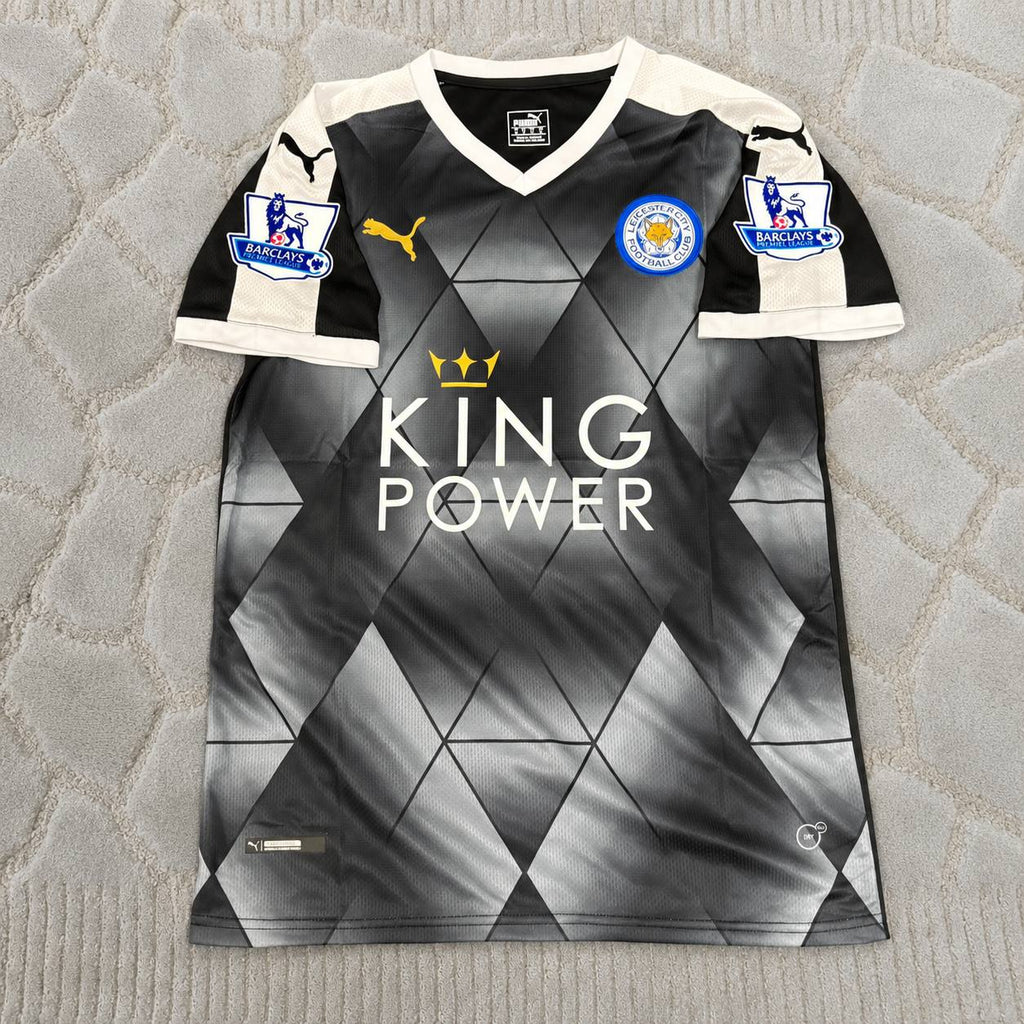 Jamie Vardy Leicester City 2015-2016 Away Black Retro Football Jersey
