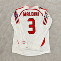 Paolo Maldini #3 AC Milan 2007 Champions League Final Away White Long Sleeve Retro Jersey