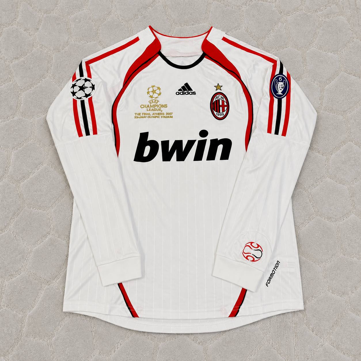 Paolo Maldini #3 AC Milan 2007 Champions League Final Away White Long Sleeve Retro Jersey