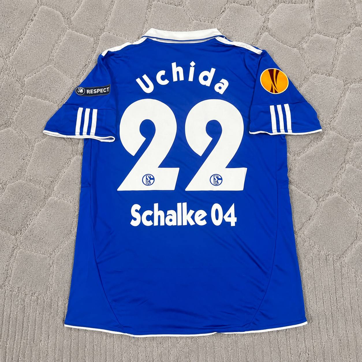 Atsuto Uchida Schalke 04 2011 2012 Retro Uefa Patch Football Jersey Trikot Maillot Soccer Shirt