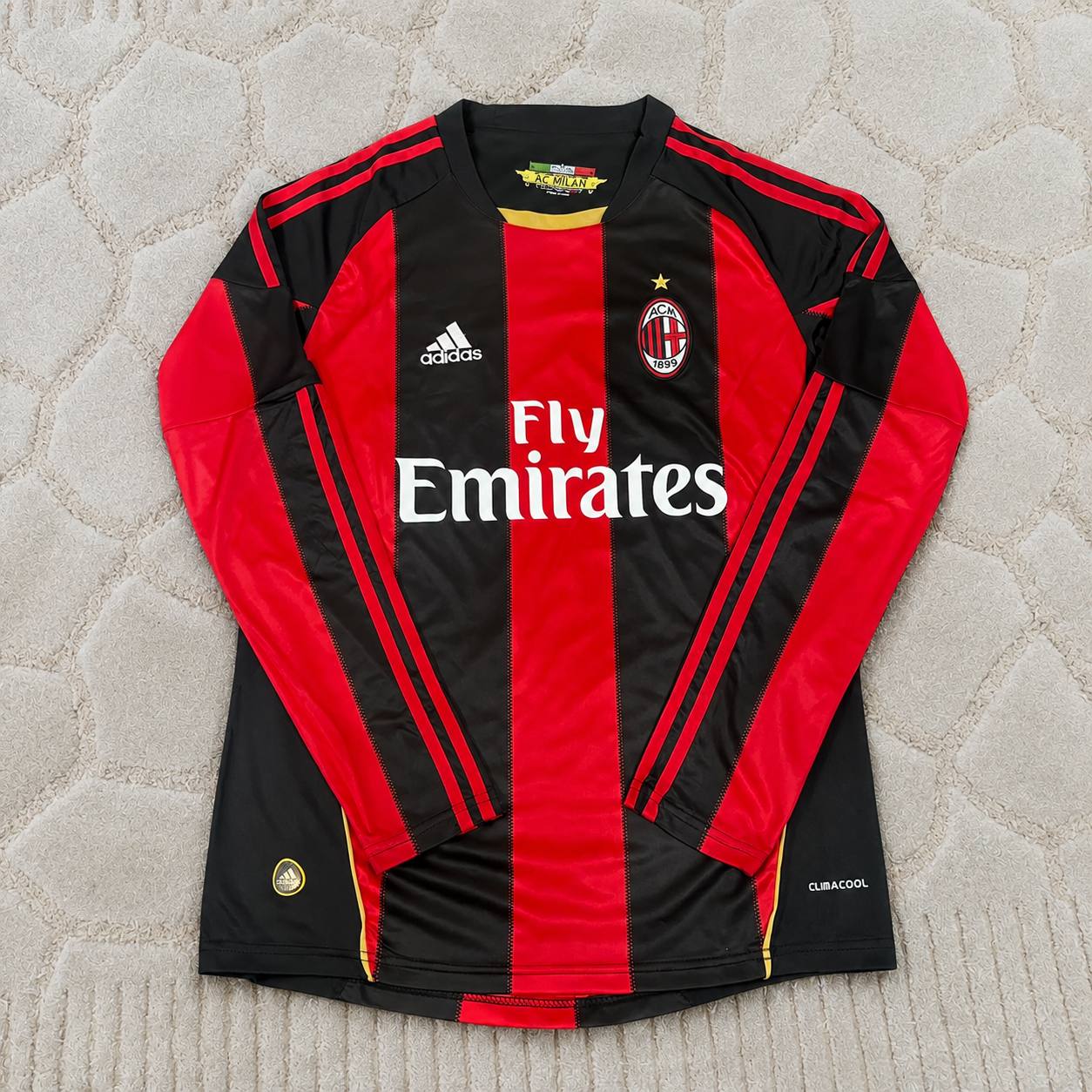Kevin-Prince Boateng AC Milan 2010-2011 Home Log Sleeve Retro Football Jersey