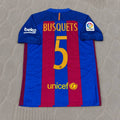 Sergio Busquets #5 FC Barcelona 2016-2017 Home Retro Football Jersey