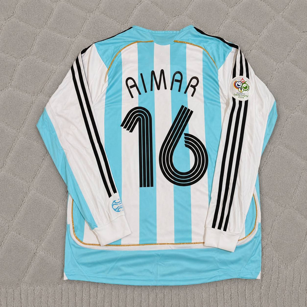 Pablo Aimar  #16 Argentina 2006 World Cup Retro Long Sleeve Football Jersey