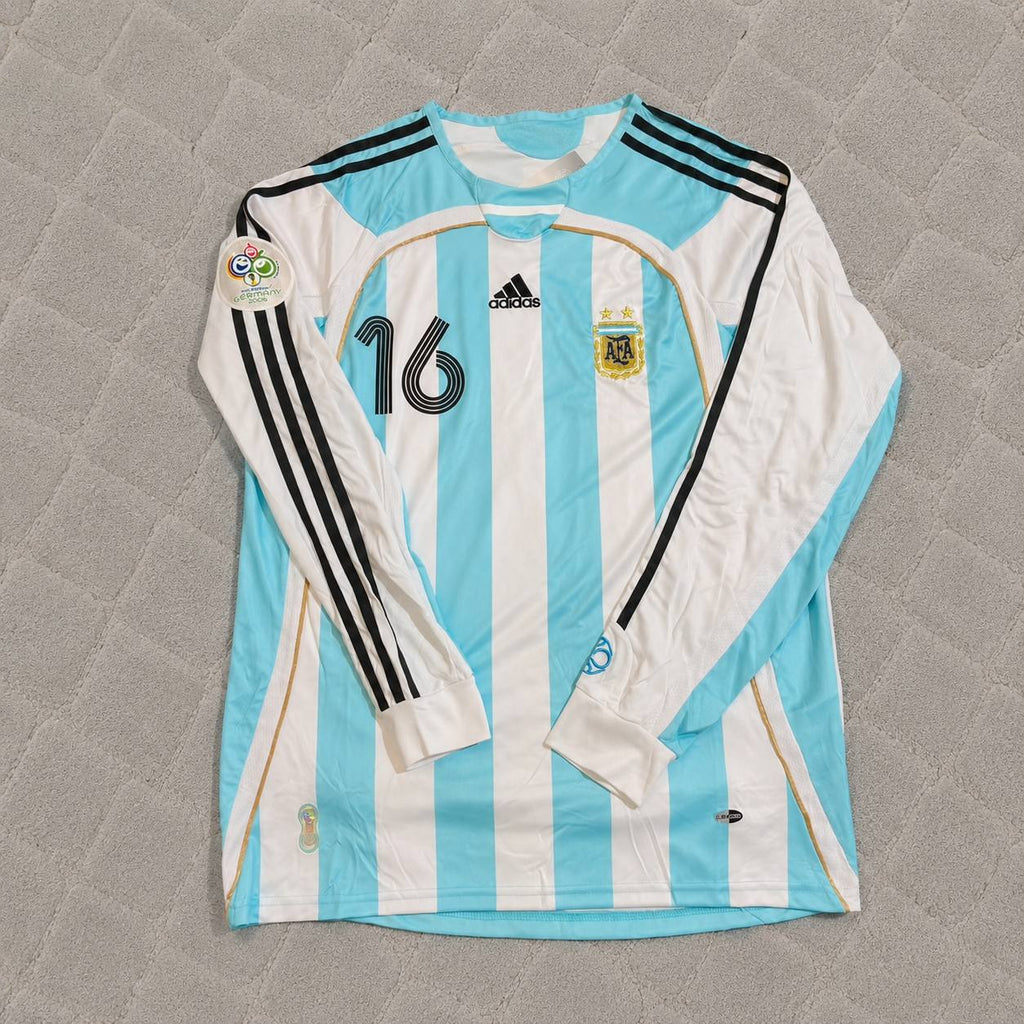 Pablo Aimar  #16 Argentina 2006 World Cup Retro Long Sleeve Football Jersey