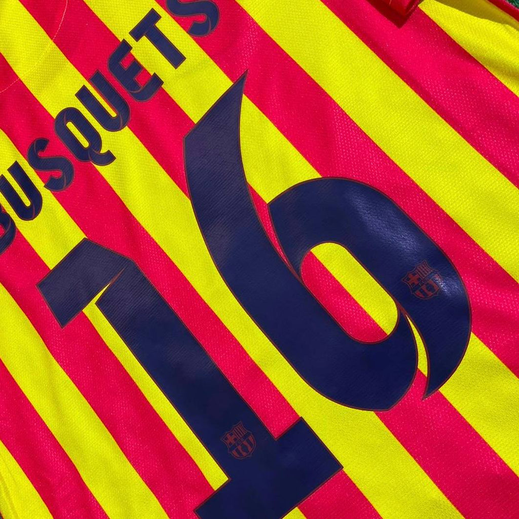 Sergio Busquets 16 - Barcelona 2013/2014 Yellow Red Retro Jersey Trikot